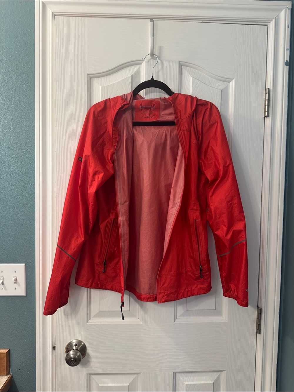 OR Helium Lightweight Red Hooded Windbreaker Jacket